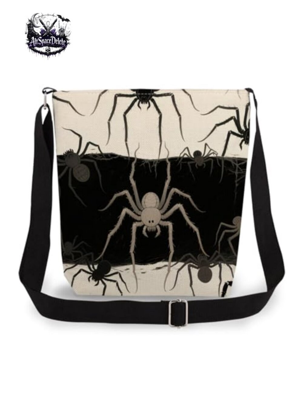 Gothic Spider Crossbody Messenger Bag Polyester Adjustable Strap